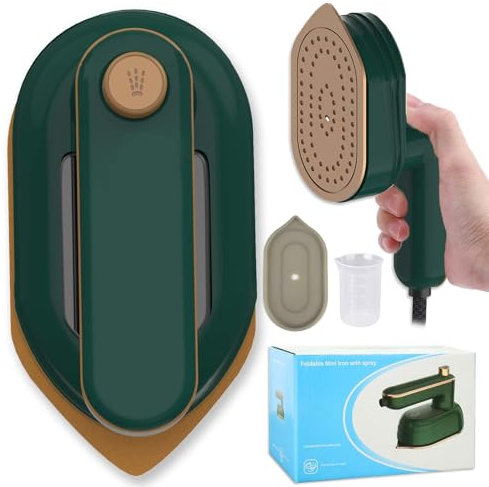 Travel Mini Iron, 2 In 1 180° Rotatable Handheld Iron, Portable Foldable Iron with Dry and Wet Ironing for Clothes, Small Size Plancha De Ropa Heat Press for Home Business