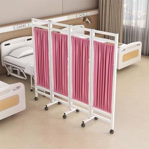 QICBYING Innen Raumteiler Paravent - Stellwand Sichtschutz - Raumteiler Trennwand Paravent 4 Paneelen Auf Rädern, 180 cm Hoch, Faltbarer Temporärer Raumisolationszaun, Platzsparend(A)
