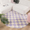 FRAAI | Home & Living Rund Retro Teppich - Gambit Lila Weiß - Blöcke - Modern, Wohnzimmer, Kinderzimmer, Schlafzimmer - Fellteppich - Carpet
