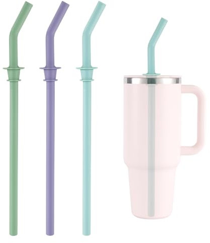 3pcs Pailles de Remplacement pour Hydro Flask Gobelet de Voyage 40oz, Sans BPA Pailles de Gobelet en Silicone Réutilisables pour Hydro Flask Bouteille d'Eau Accessoires (Bleu, Vert et Violet)