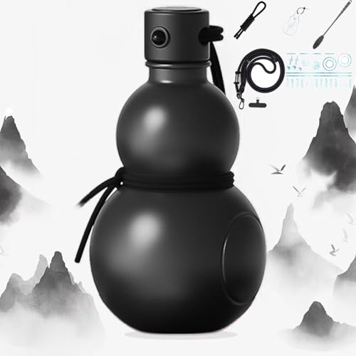 Gienslru Gourd Water Bottle, Gourd Bottle, Bottle Gourd, Gourd Sports Water Bottle Travel Water Bottle For Gym, Chinese Retro-Inspired, Large Capacity, Durable Portable Gourd Water Bottle (Black B)