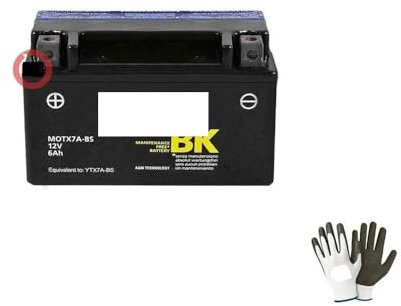 KOMPATIBEL MIT KYMCO Super 8 4T 50 2007 bis 2015 Batterie YTX7A-BS, bereits gebrauchsfertige Batterie 6 Ah Ampere 12 Volt 150 x 87 x 94 mm