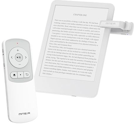 Remote Control Page Turner RF & Bluetooth Clicker for Kindle Paperwhite Oasis Scribe Colorsoft Kobo Boox e-Reader TikTok YouTube Camera iPad iPhone Galaxy Phone Tab (White)