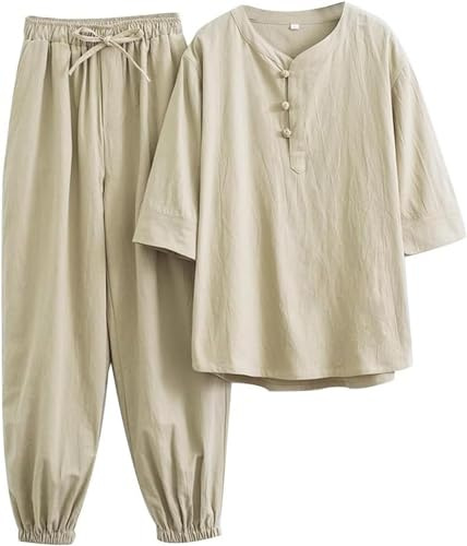 Trajes de Tai Chi Ropa de Tai Chi Uniforme de Kung Fu para mujer Conjunto de artes marciales de lino y algodón Pantalones de manga corta Uniforme de meditación zen, Traje Tang Ropa tradicional china