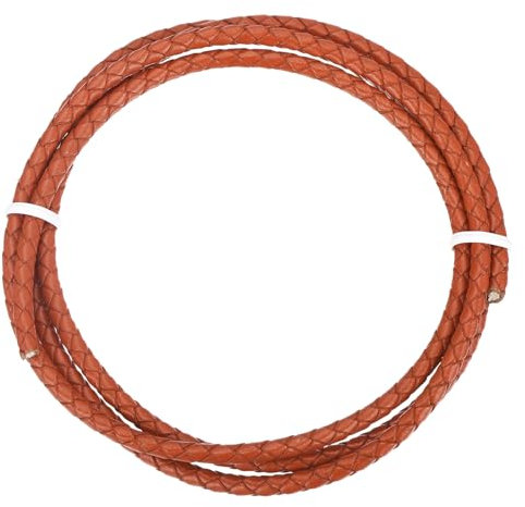 Rebower Round Braided Leather Cord 4mm Bolo Leather Cord String Rope for Jewelry Making, Necklaces, Bracelets, Wraps, Crafts, 1m/3.3ft, Orange Red