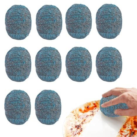 Tampon Jex Avec Savon Lot De 10 Tampons À Récurer En Laine D'acier RéUtilisables Et Absorbants Pré-SavonnéS Tampon Avec Savon Pour Éliminer La Saleté Tenace, La Graisse(10 Pièce)