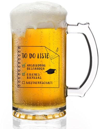 Joymaking Bierglas mit Spruch - To Do Liste, Abschluss Geschenk für Kinder Freunde Studenten, Bestandene Prüfung Geschenk, Ausbildung 2025 Geschenke, Matura 2025 Geschenke Biermug 0,5L