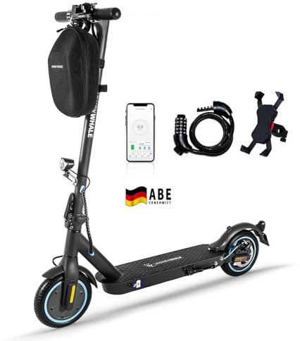 E Scooter, E Scooter mit Straßenzulassung, E Roller bis zu 20 KM/H, Faltbarer Elektroscooter mit Tasche, 120 KG Tragkraft, Reichweite 25KM, Duales Bremssystem, APP-Verbindung&LED Display