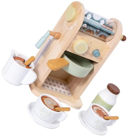 BESTonZON 1juego Máquina De Café De Madera Accesorios Juguete De Cocina Educativo para y Desarrollo De Habilidades Sociales