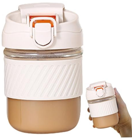 Jorzer Glass Protein Shaker Bottle Glass Shaker Bottle, 12oz BPA-Free Odorless Small with Straw, Leak-Proof Multipurpose Cups with Silicone Cup Sleeve