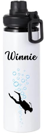 Personalised Scuba Diving Water Bottle, Gifts for scuba divers