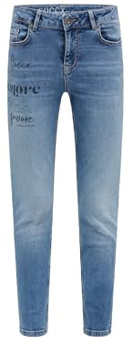 SOCCX Damen Jeans MI:RA Slim Fit Porto Blue Print, 28