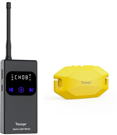 Tayogo Rock Pro Auriculares de Conducción Ósea Impermeables, 4 en 1 Abiertos para Natación, Running y Deporte con Bluetooth, MP3, Radio FM y Modo de Recepción (T6-Amarillo)