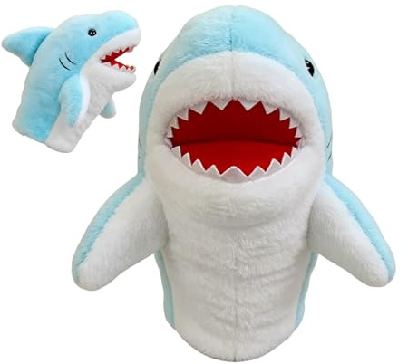 Plüschpuppe Hai - Weiche Handpuppe mit leichtem Design, interaktiver Spielbegleiter mit beweglichem Mund, pädagogisches Unterhaltungszubehör mit zartem Stoff