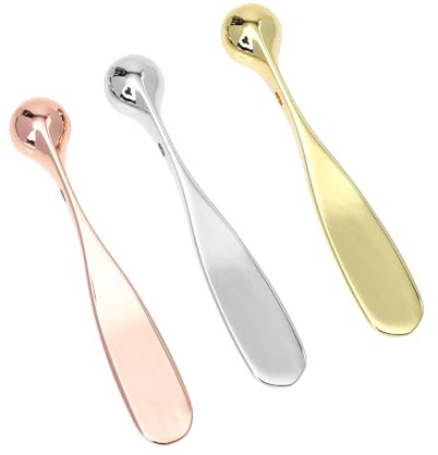 Ciieeo Makeup Spoon Zinc Alloy 3pcs Eye Cream Applicator Massage Stick Cooling Effect Silver for Applying Face Cream, for Women Facial Skincare