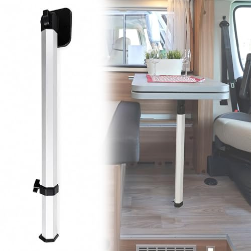 Tasofac Pied de table réglable en aluminium pour caravane (51,5 - 78 cm) - Pliable et antidérapant - Pour camping-car, bateau et balcon