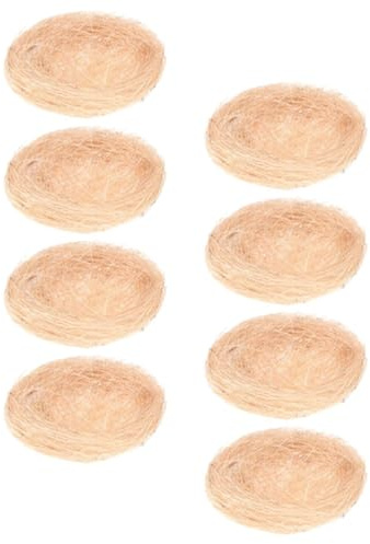 Happyyami 8pcs Artificial Bird Egg Nests for Birds Pet Rustic Khaki Hemp Thread Material Table Decoration and Party Decorations for Easter and Wedding