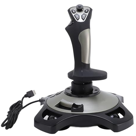 Xiuganpo Joystick per Simulatore di Volo, Controller per Stick di Volo Cablato USB con Funzione di Vibrazione, 12 Pulsanti Programmabili, 4 Assi, Interruttore a 8 Vie, Acceleratore, per