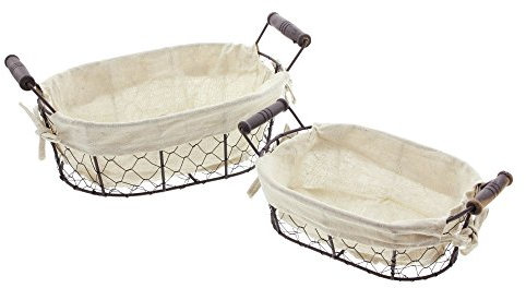 FRANK FLECHTWAREN Füllkorb Metall, im 2er Set, 23 x 15 x 8 cm, 29 x 19 x 10 cm