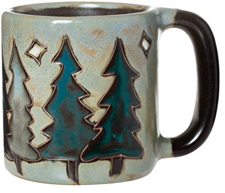 One (1) MARA STONEWARE COLLECTION - 16 Ounce Coffee Cup Collectible Dinner Mug - Pine Trees Design by Creative Structures