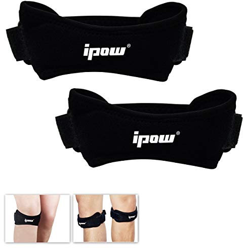 ipow Ginocchiere sportivo Tutore ginocchio Fascia ginocchio Ginocchiere supporto Morbido e Traspirante per Pallavolo, Calcio, Corsa, Basket, Sport, 2 seri (nero)