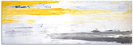 Paul Sinus Art Tableau mural - Impression d'art abstraite - 120 x 40 cm - Jaune/gris