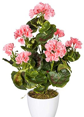 kunstpflanzen-discount.com Künstliche Geranien Blume 40cm hoch rosa blühend UV-Beständig - Pelargonien Kunstblume zum Stecken