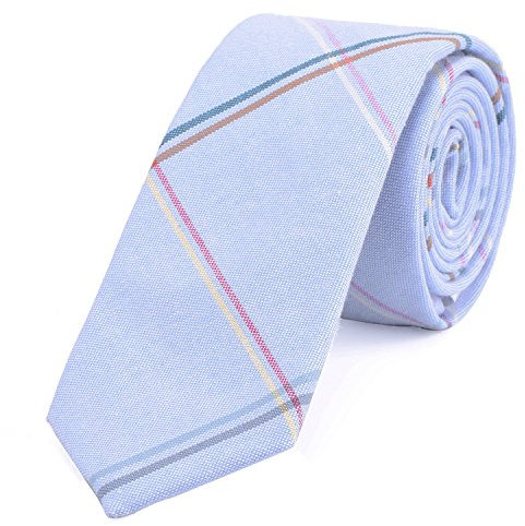 DonDon Herren Krawatte 6 cm gestreift Baumwolle hellblau