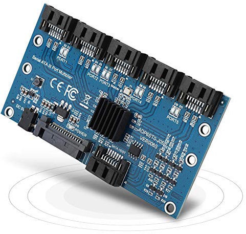 1 to 5 Sata Port Multiplier SATA Expander Hard Disk Riser Card, 6-port 6.0Gbps SATA III Expansion Card, SATA 7PIN Hard Disks Adapter Converter Motherboard for Desktop PC