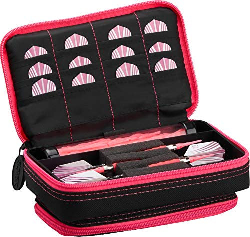 Casemaster Uni-Erwachsene Plus Black with Pink Trim Dart Case and Phone Pocket Plazma, Rosa Rand