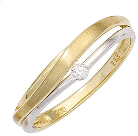 Jobo Damen-Ring aus 14 Karat 585 Gold Bicolor mit Diamant Größe 56