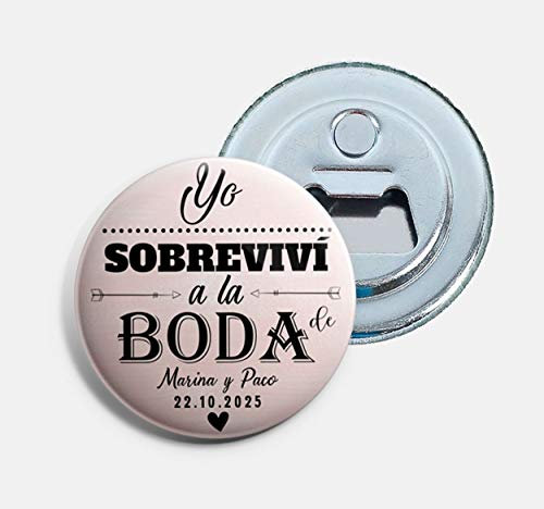 setecientosgramos Chapas Abrebotellas con imán Personalizadas para Bodas | Sobreviví (25)