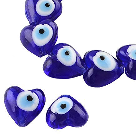 Perlin Nazar Boncuk Boncugu 14mm Herz Blaues Auge, Evil Eye, Türkischer Glücksbringer, Gastgeschenke Glas Perlen Dekoration Amulett Wanddeko Babyparty Sünnet bebek sekeri 12 Stk