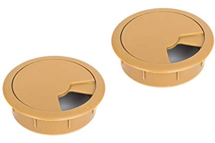 ALUSFERA Kabeldurchführung - Kabeldurchlass 60mm - Kabeldurchführung Schreibtisch 2 Stück - Kabeldose Eiche Farbe - Rundschreiben Schreibtisch Kabeldurchführung - Tischdurchführung