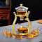 Aoheuo Lazy Kungfu Service à thé en verre avec couvercle rotatif semi-automatique Doré