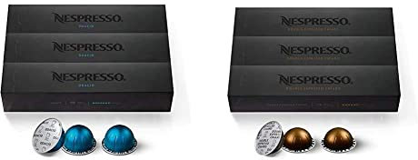 Capsules Nespresso VertuoLine, Odacio, Café grillé foncé, 30 Capsules Café & Capsules VertuoLine, Double Espresso Clair, Café Espresso Médias Torréfaction, 30 Capsules Café