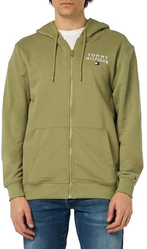 Tommy Hilfiger Herren Hoodie mit Reißverschluss Zipper, Grün (Faded Olive), L