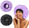Ranphykx 2 Stück Satin Bonnet Schlafhaube Seide Locken Atmungsaktive Seide Schlafmütze Silk Bonnet Seidenhaube zum Schlafen Weiche Satin Haube für Damen Mädchen