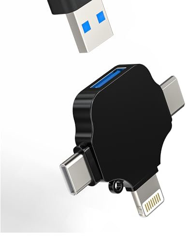 OTG Adapter USB to Lightning Type C Micro USB (3in1) Compatible for Samsung for Apple iPhone 15 14 13 12 Pro Max Plus for iPad Air Mini Camera Card Reader Flash Drive Keyboard Mouse Android CD-uk