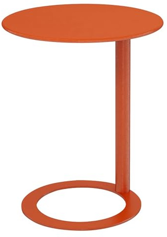 Beistelltisch Rund, Beistelltisch C Form, Sofa Tisch, Side Table, Metall Kleiner Couchtisch Für Wohnzimmer Und Nschlafzimmer (Color : Orange, Size : Medium)