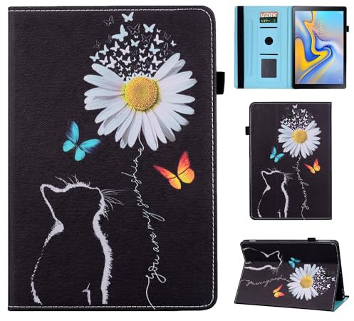 Vaitasy Funda para Samsung Galaxy Tab S4 10.5 Pulgadas 2018 (SM-T830/T835), Multiángulo Soporte Carcasa con Portalápiz Cover para Galaxy Tab S4 - Gato Negro