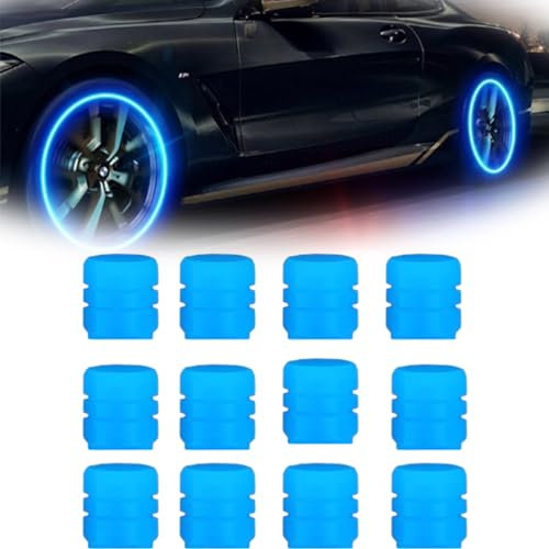 12 leuchtende Autoventilkappen pro Packung, universelle Fluoreszierende Reifenventilkappen, Autoventilkappen, Leuchtend, ABS-Kunststoff-Reifenventilkappen, Leuchtend, für Fahrräder und Motorräder