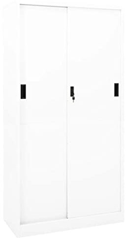 AJJHUUKI Home Outdoor Otros- Armario de oficina con puerta corredera, color blanco, 90 x 40 x 180 cm, acero