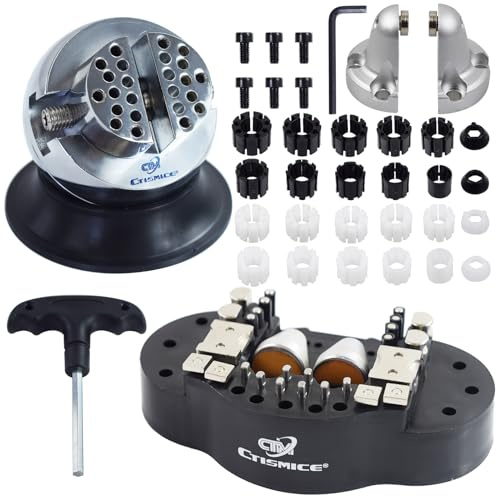CTISMICE Jewelry Vise, 3 Inch Ball Vice with 34pcs Pin Plates, 2pcs Bell-Shaped Jaw Attachments and 24 Ring Clamps for Jewelry Making, Hand Engraving, Diamond and Bezels Setting