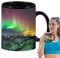 Jinyilwn Magische Tasse - Farbwechsel Kaffeetasse, Aurora Muster Keramikbecher, 350 ml, Thermobecher
