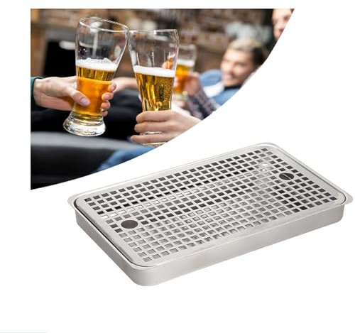 NJDQFA Metall Bierabtropfschale Für Küche Bars Café,Edelstahl Bierspender Abtropfgitter Tropfblech,Rechteck Abnehmbarer Abtropfschale,30 * 19 * 3cm