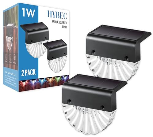 HYBEC - Solar Treppenbeleuchtung Außen, LED Treppenleuchten für Treppenstufen, Solarlampen für Außenbereich (2er Pack)