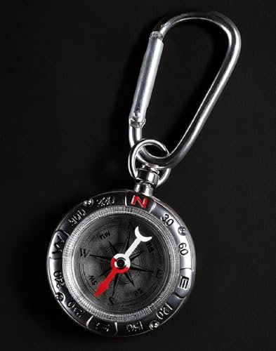Kompass Schlüsselanhänger – Wasserfest Kompass Wegweiser Tragbarer Taschenkompass für Outdoor, Wandern & Camping – Schlüsselhalter mit Kompass und Karabiner. (S)