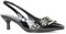 Women's Low Kitten Heel Pointed Toe Slingback Ladies Buckle Detail Black Patent Court Shoes Size 8
