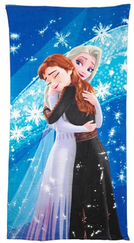 Aymax Disney Frozen Strandtuch Anna & ELSA 70x140 cm – Mikrofaser Kinder Badetuch – schnelltrocknend – Die Eiskönigin Handtuch für Mädchen